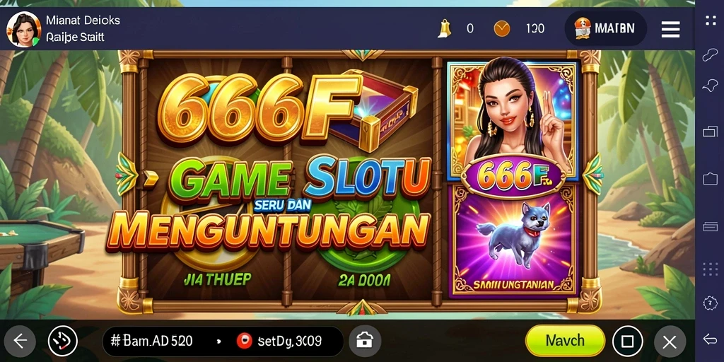 Tampilan dalam aplikasi 666F yang menampilkan gameplay slot seru.