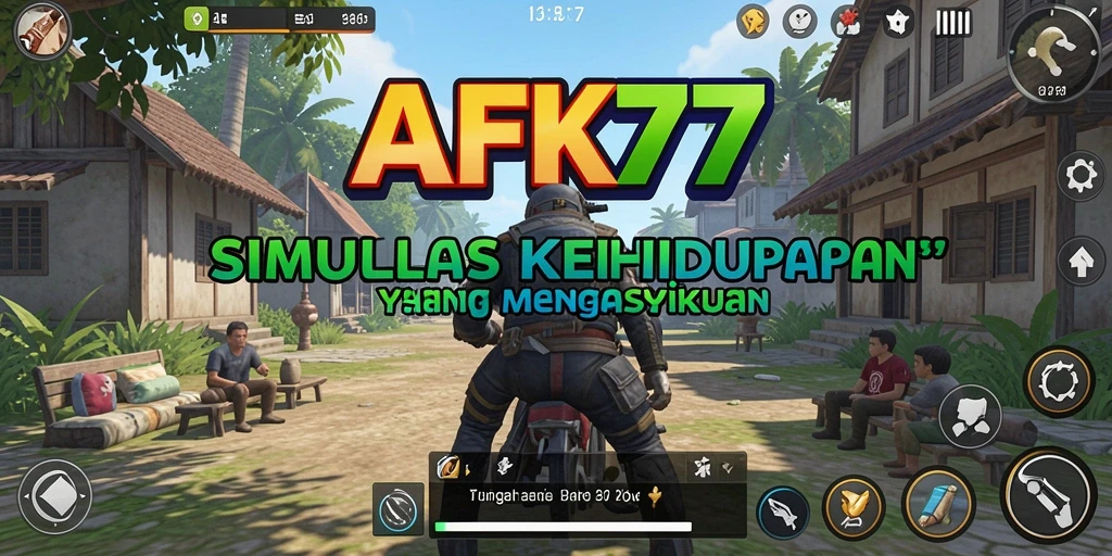 Tampilan gameplay AFK77 dengan aktivitas sehari-hari yang interaktif.