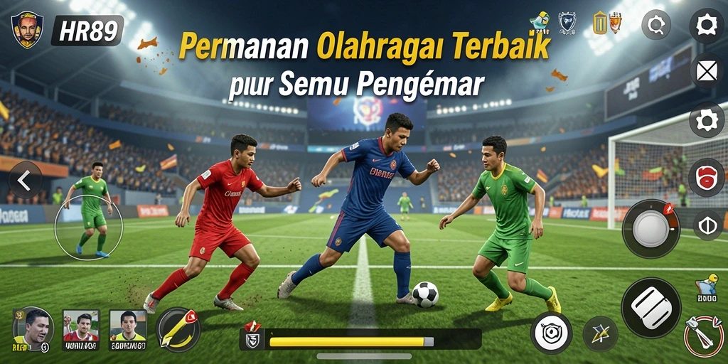 Tampilan utama gameplay HR89 yang menampilkan aksi olahraga seru dan mendebarkan.