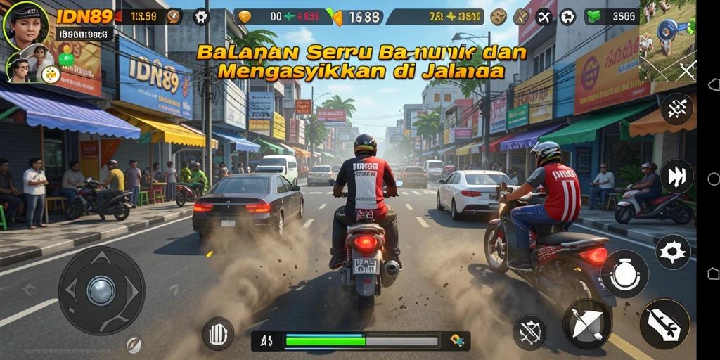 Tampilan gameplay <strong>IDN89</strong> yang mendebarkan dan penuh aksi balapan.