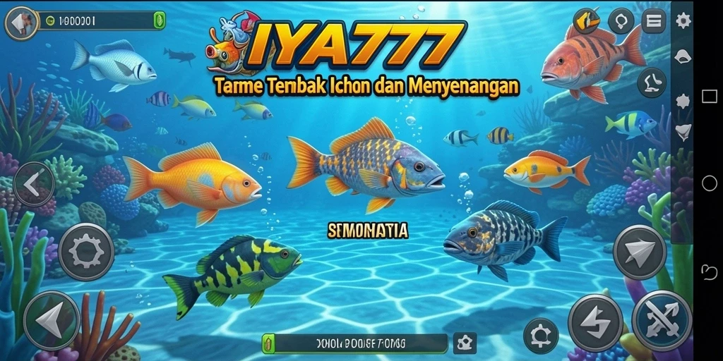 Tampilan gameplay IYA777 saat menembak ikan di lautan.