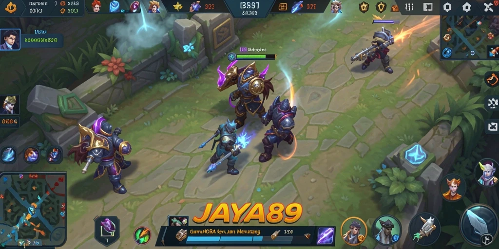 Tampilan aksi seru dari gameplay MOBA JAYA89 yang menegangkan.