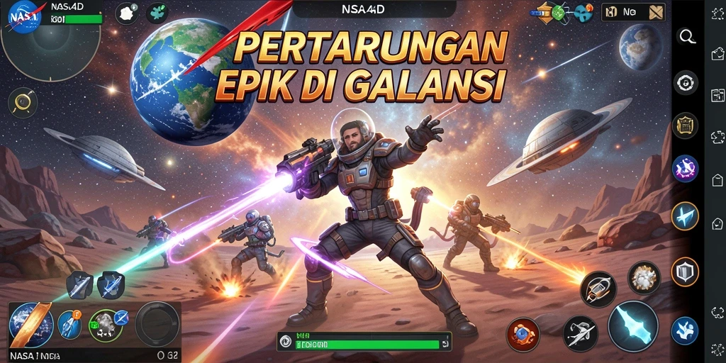 Tampilan gameplay seru di NASA4D dengan pertarungan galaksi.