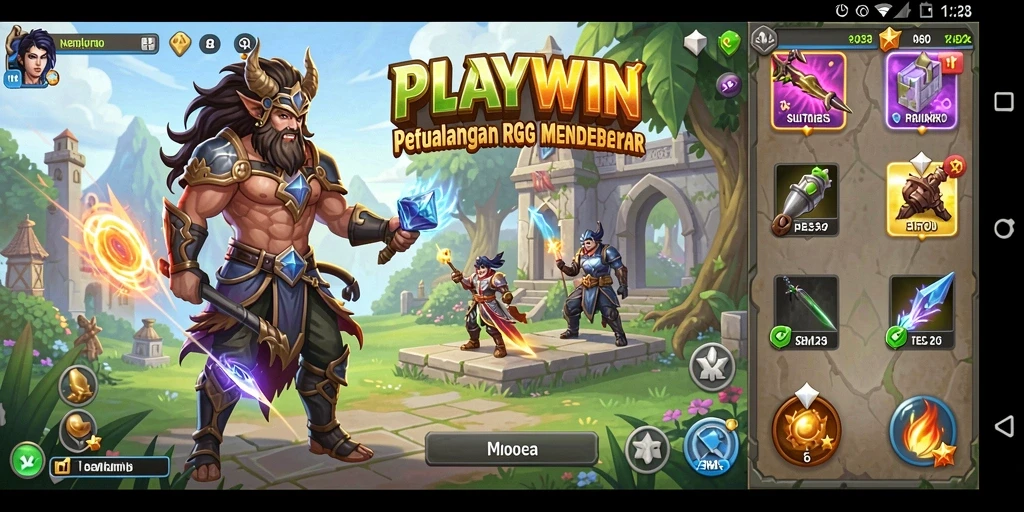 Screenshot utama PLAYWIN menampilkan aksi RPG yang seru dan grafis yang memukau.