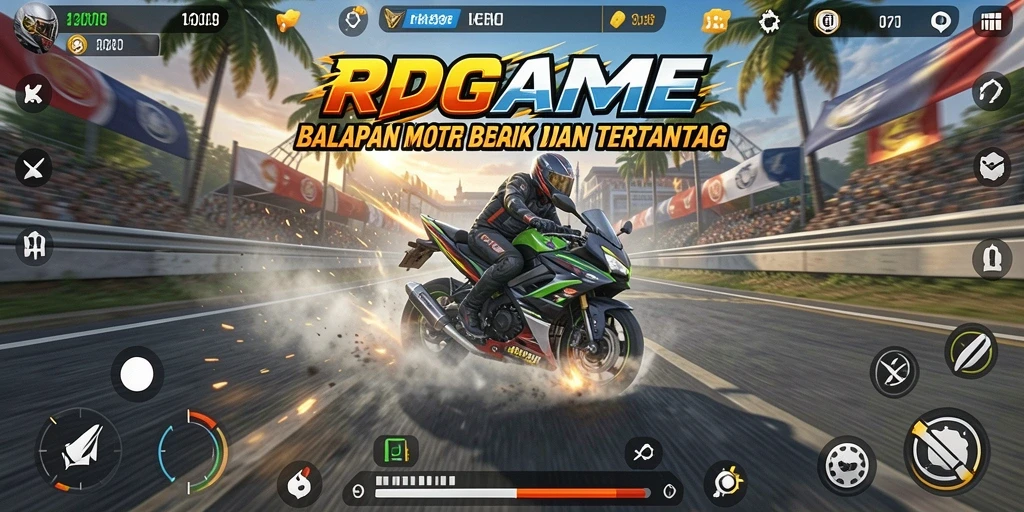 Tampilan gameplay RPGAME yang mendebarkan di lintasan balap motor.